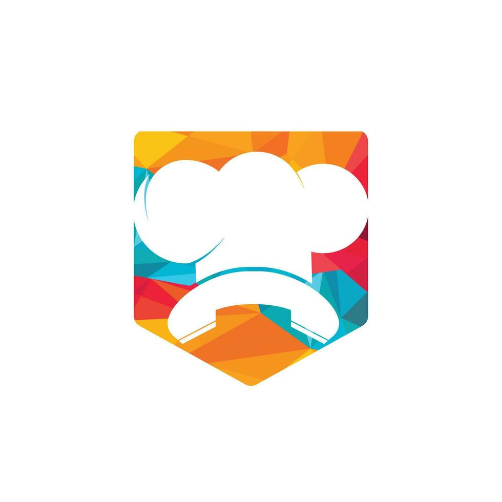 Phone chef vector logo design. Handset and chef hat icon design.