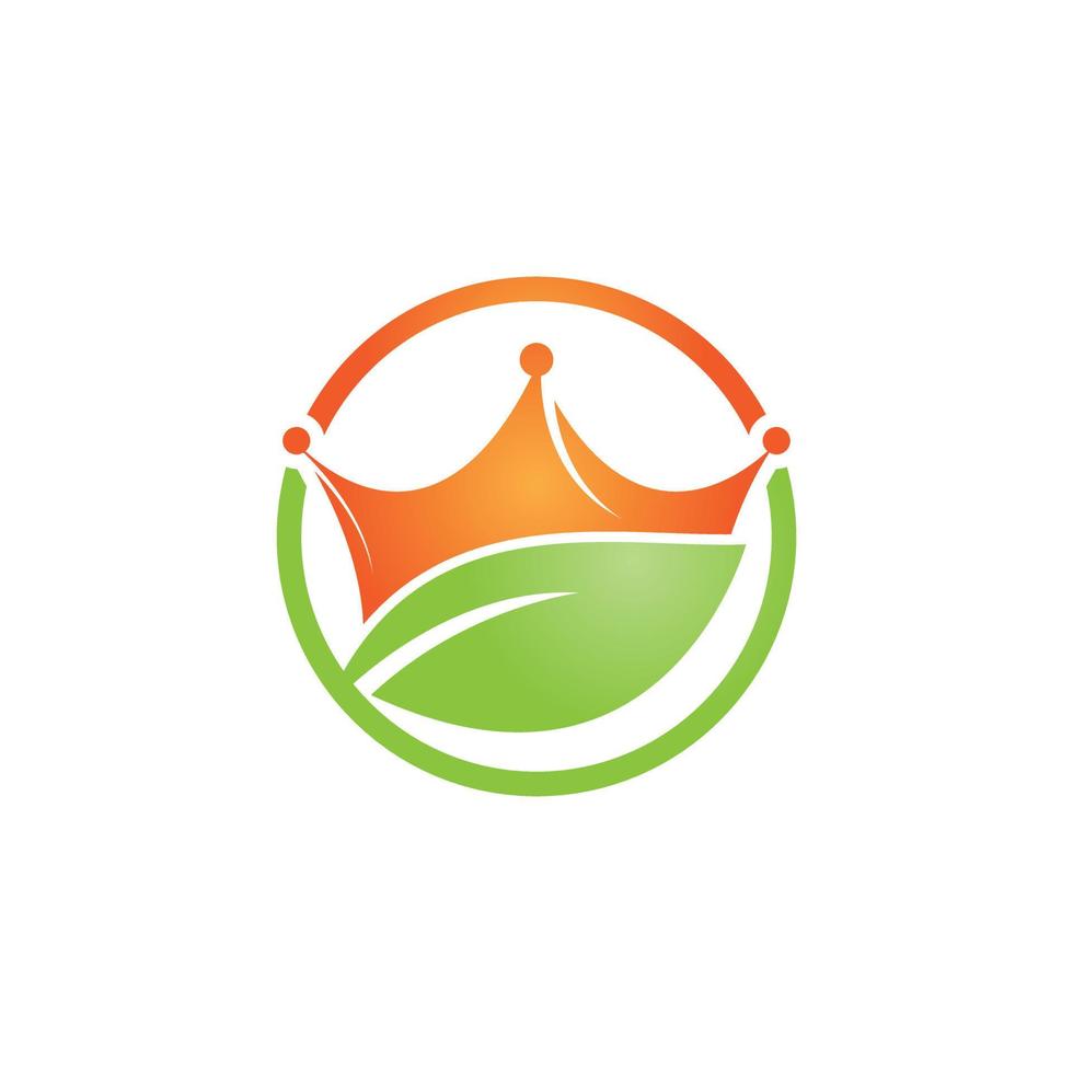 Leaf crown vector logo design. Green leaf crown therapy company logo design template.