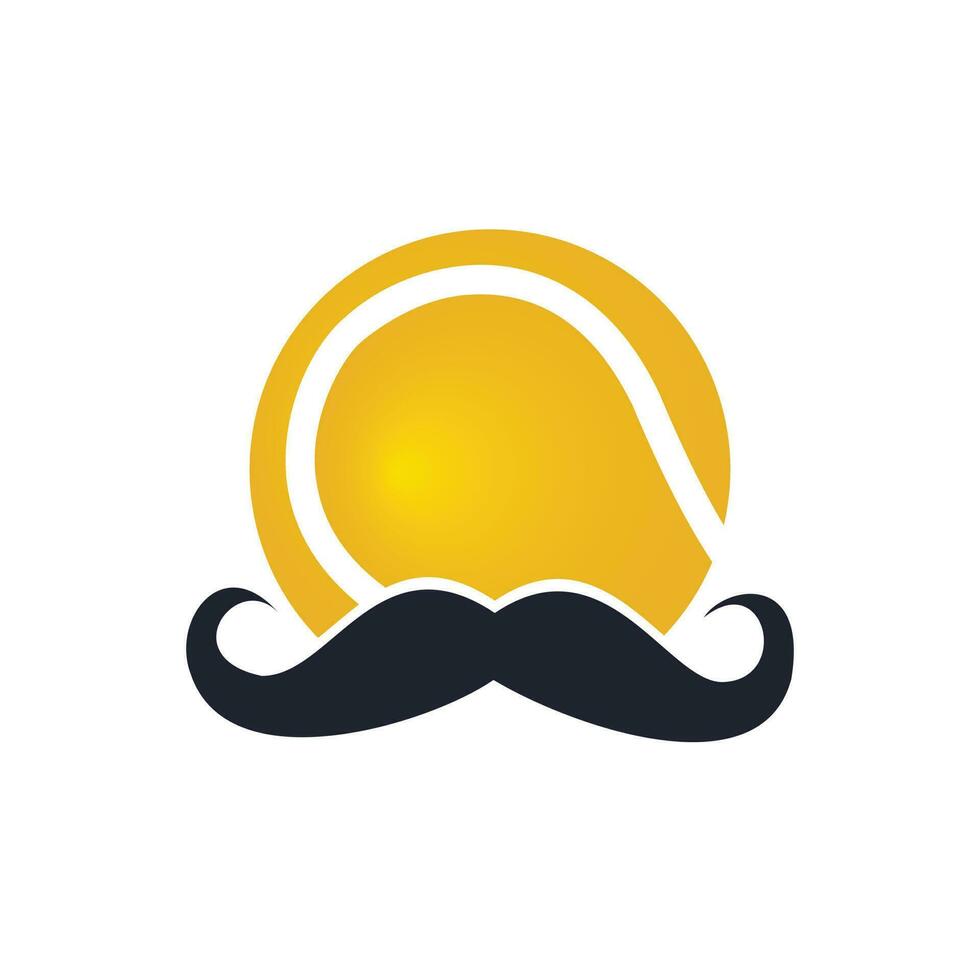 Strong tennis vector logo design. Moustache and soccer ball vector icon design.