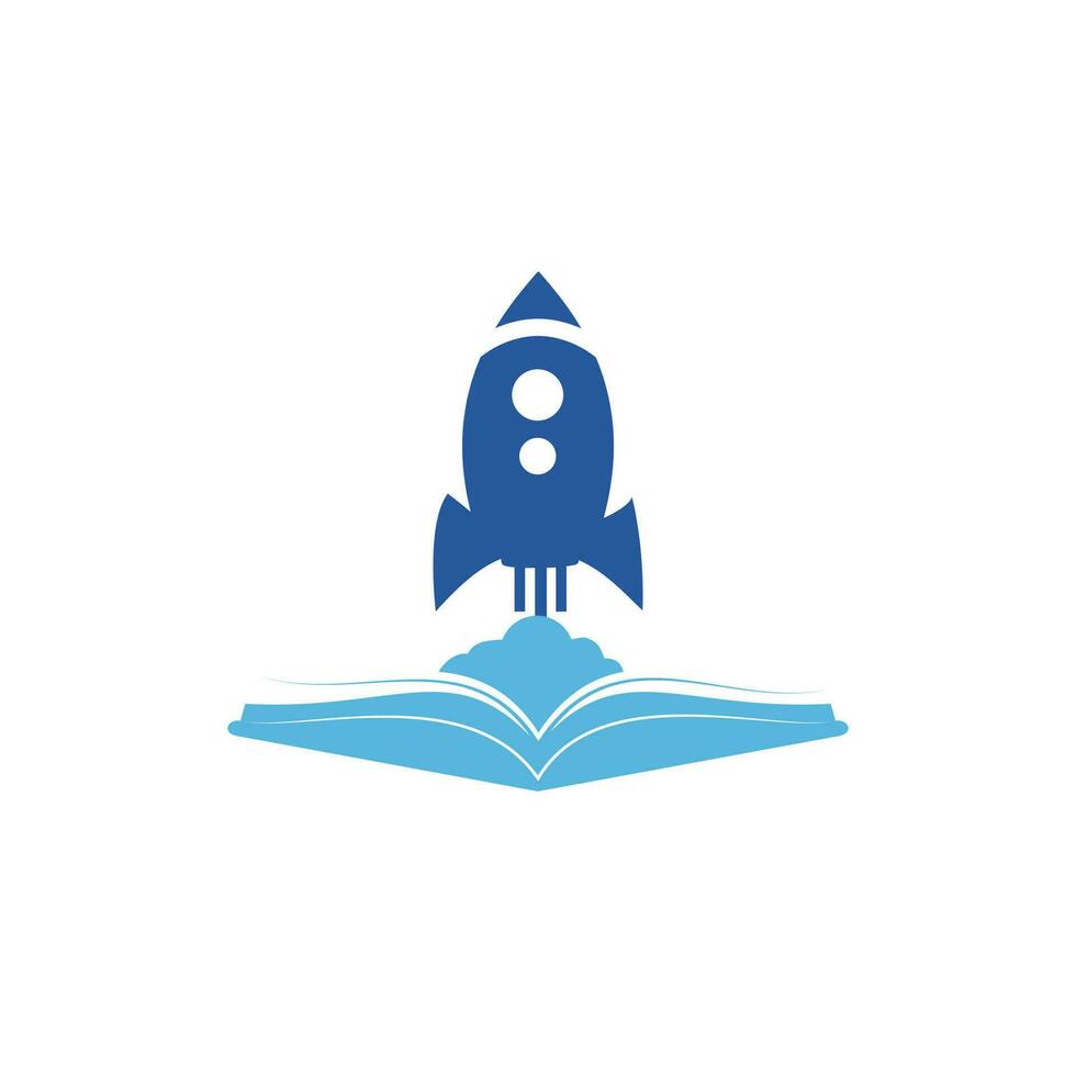 Rocket book vector logo design. Fast eBook logo template design vector.