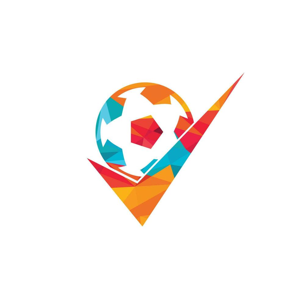 Compruebe el diseño del logotipo del vector de fútbol. balón de fútbol y logotipo de icono de garrapata.