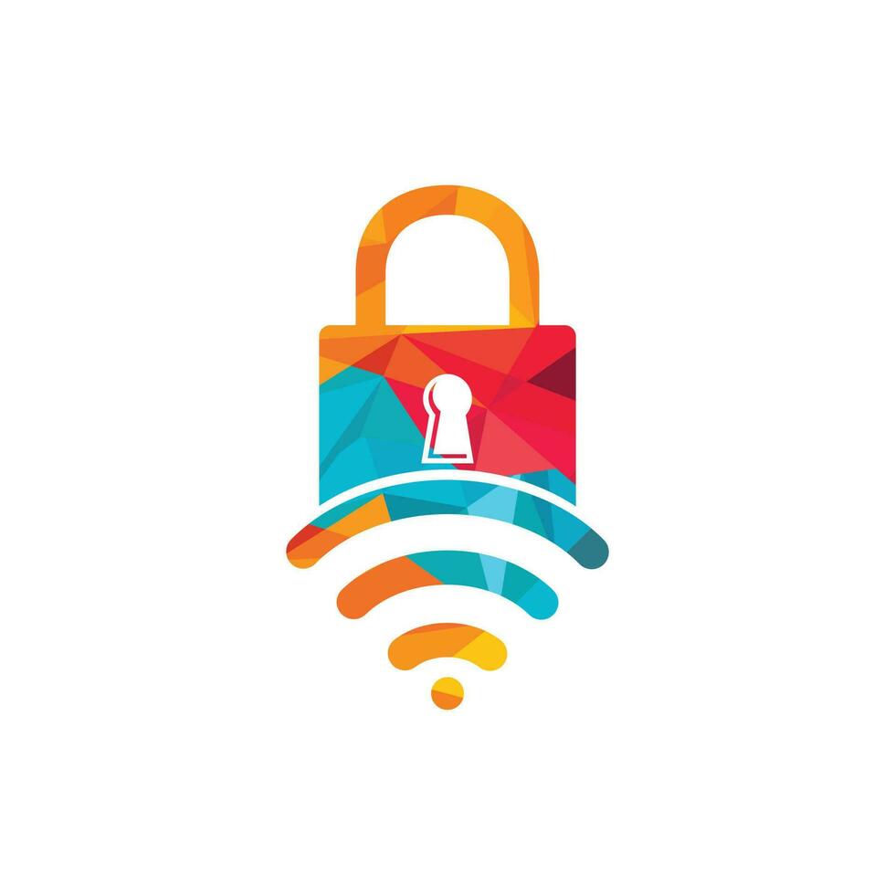Padlock logo with signal vector design. Safe and signal symbol or icon.