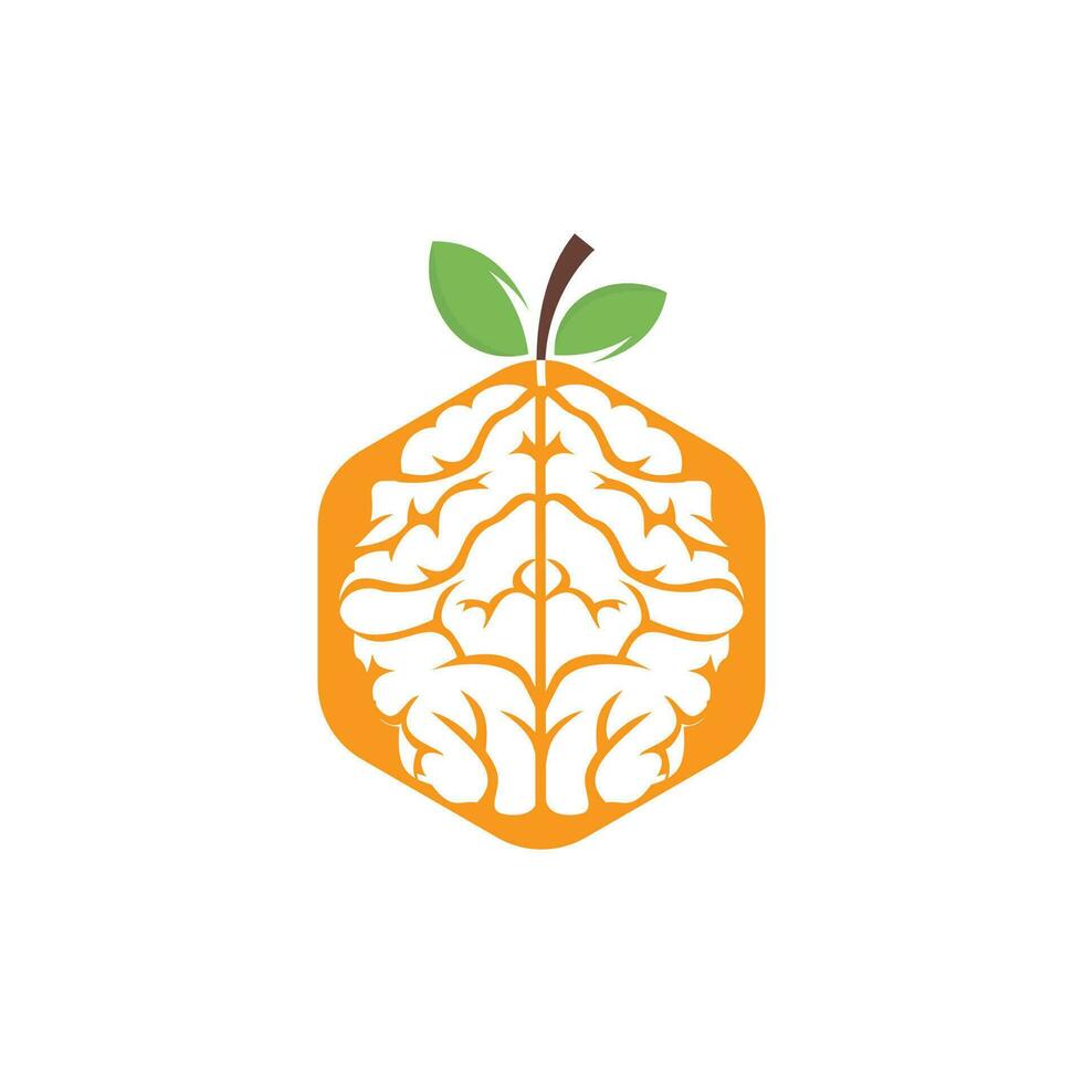 Orange brain vector logo design. Logo of a fruit style brain.