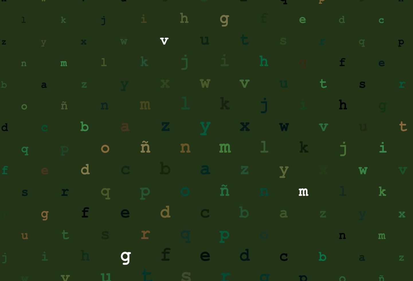 Dark green vector pattern with ABC symbols.