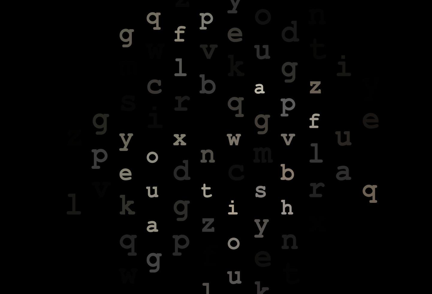 Dark black vector background with signs of alphabet.