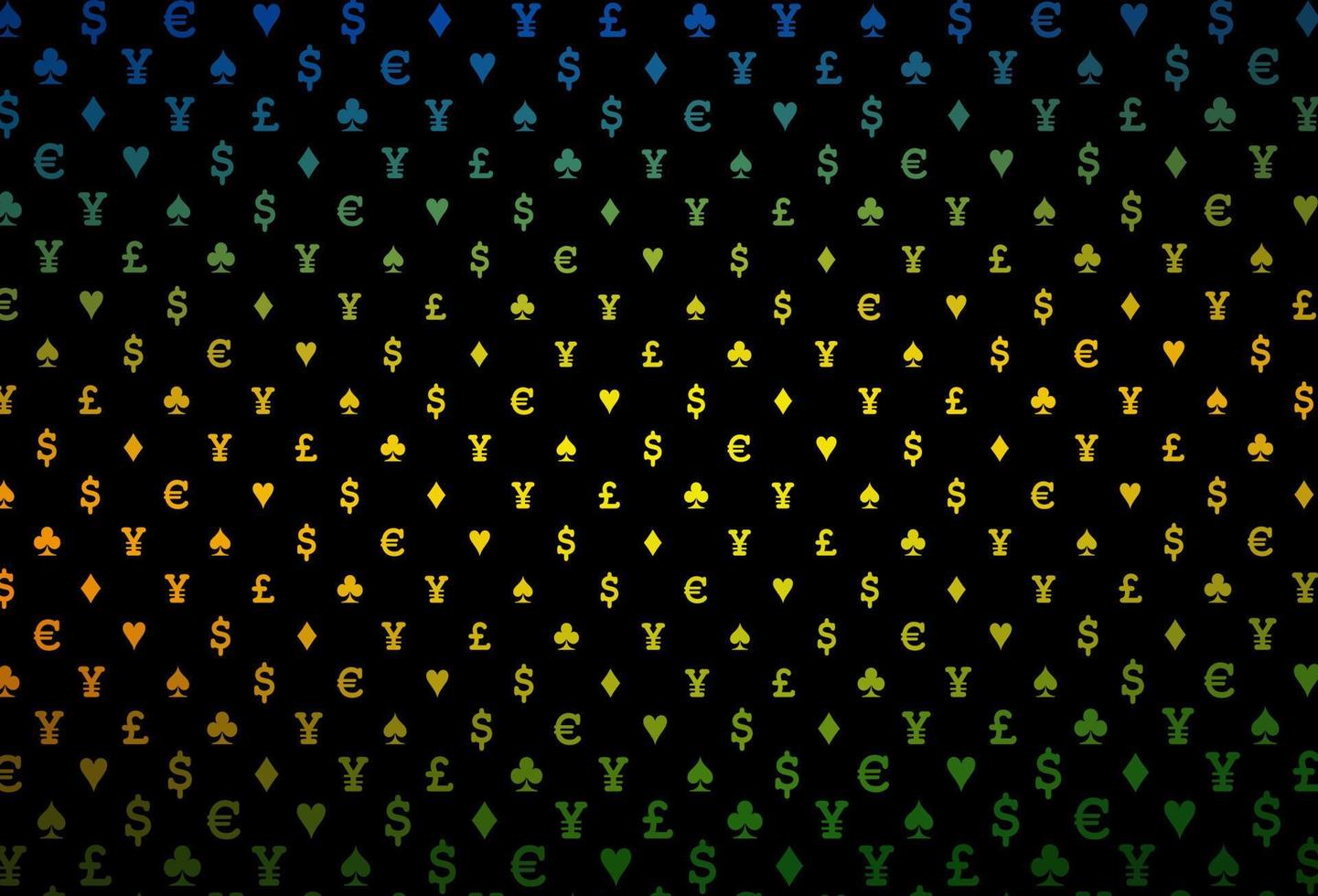 Dark multicolor, rainbow vector pattern with symbol of cards.