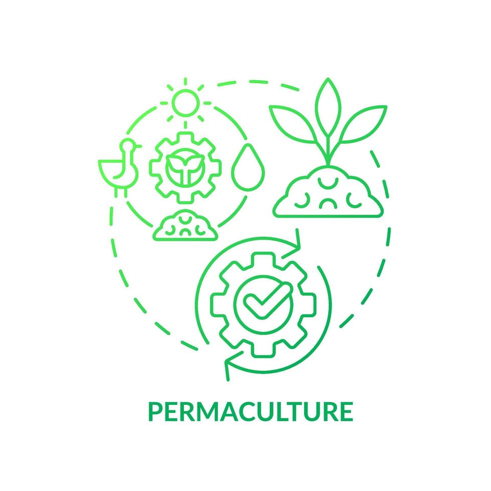 Permaculture green gradient concept icon. Sustainable ecosystem for plants. Gardening method abstract idea thin line illustration. Isolated outline drawing. vector