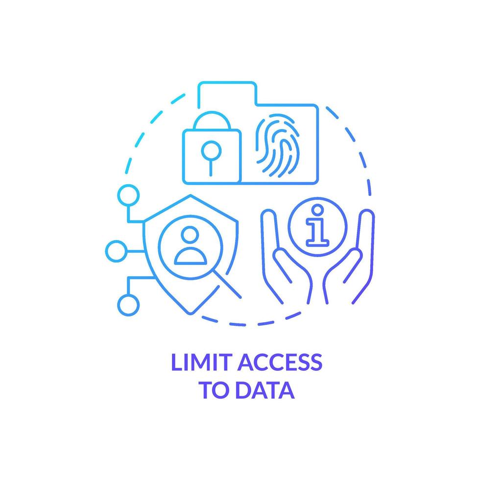 Limit access to data blue gradient concept icon. Manage customer digital identity abstract idea thin line illustration. Cybersecurity. Isolated outline drawing. vector