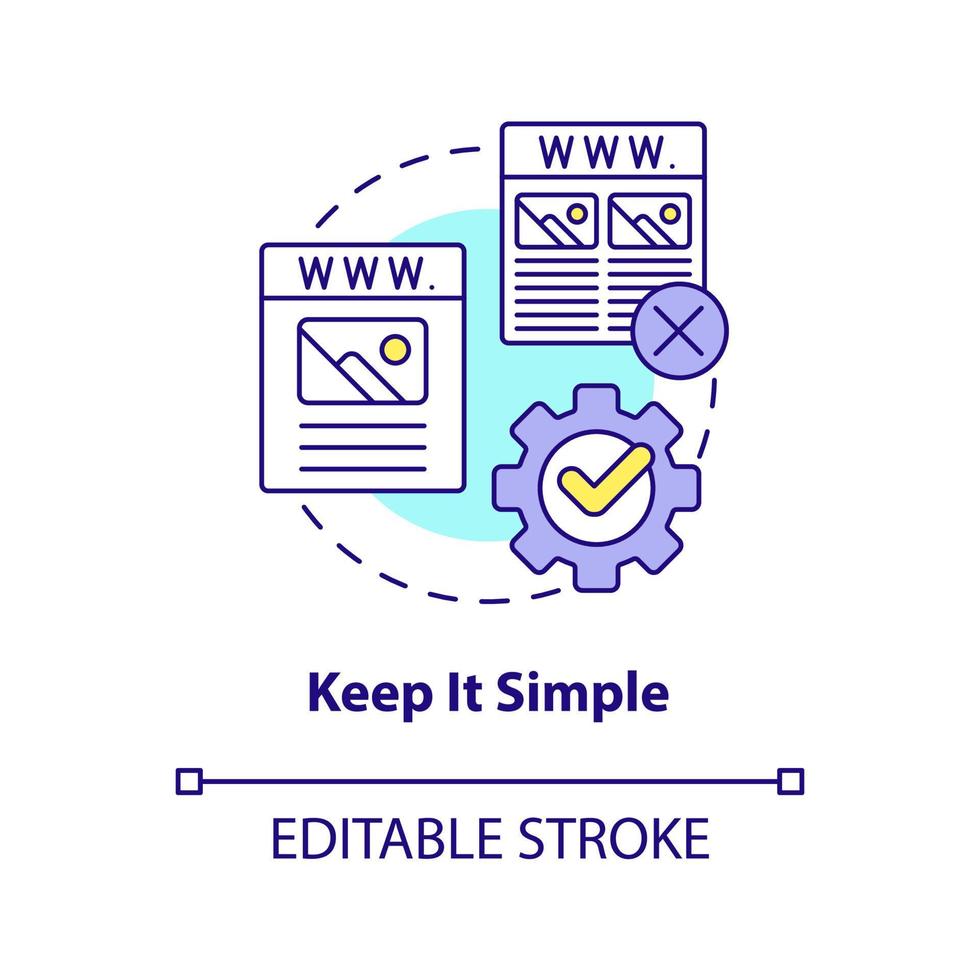 Keep it simple concept icon. Creating professional website abstract idea thin line illustration. Simplicity in design. Isolated outline drawing. Editable stroke. vector