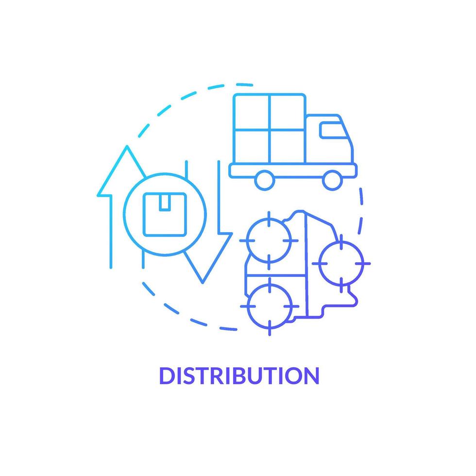 Distribution blue gradient concept icon. Logistic service. Element of supply chain management abstract idea thin line illustration. Isolated outline drawing. vector