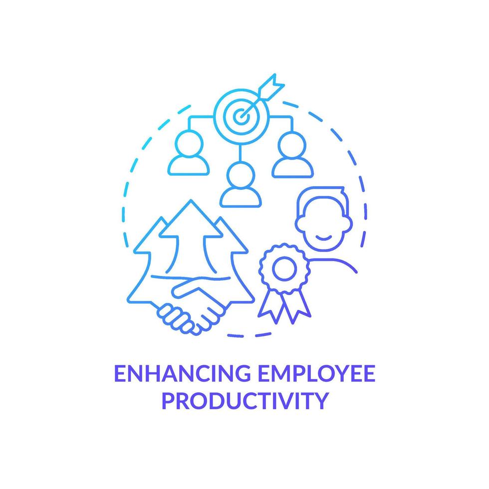 Enhancing employee productivity blue gradient concept icon. Worker incentives. Onboarding challenge abstract idea thin line illustration. Isolated outline drawing. vector