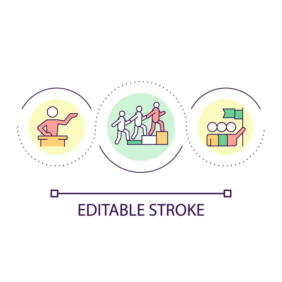 Leadership loop concept icon. Team development. Business growth. Coordination skills abstract idea thin line illustration. Isolated outline drawing. Editable stroke. vector