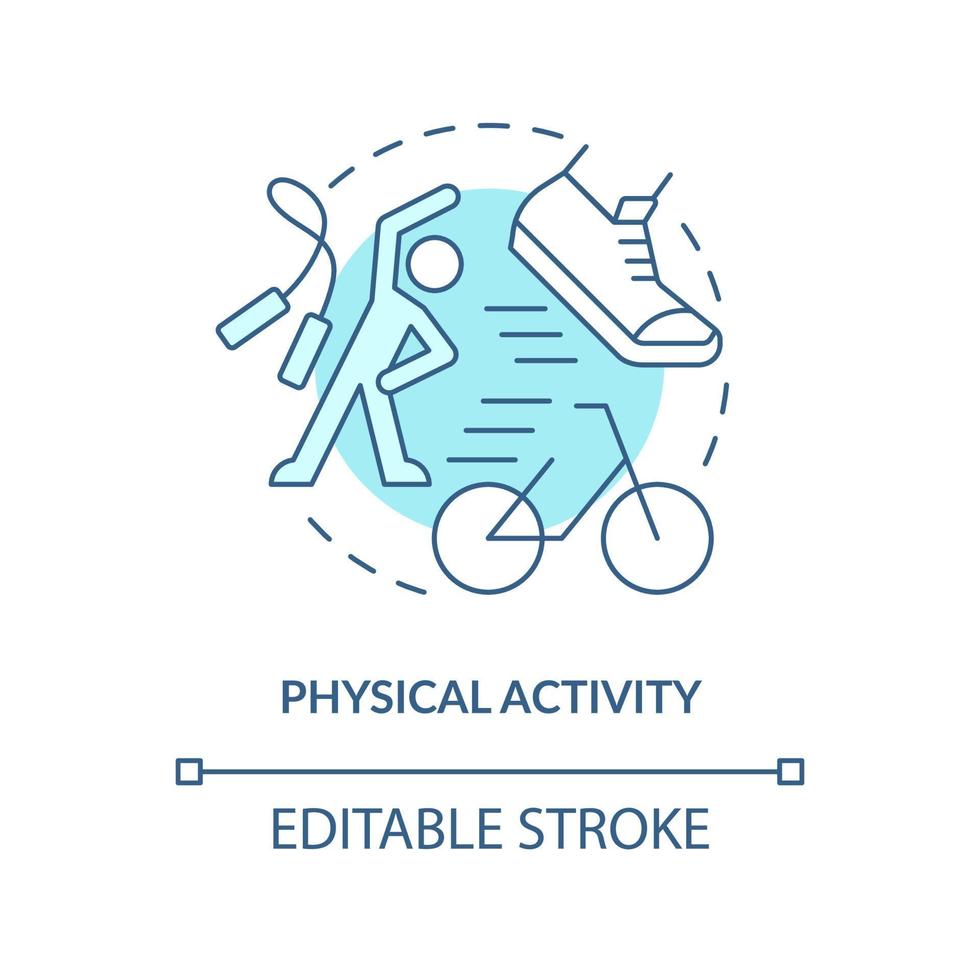 Physical activity turquoise concept icon. Reducing stress and anxiety. Treatment abstract idea thin line illustration. Isolated outline drawing. Editable stroke. vector