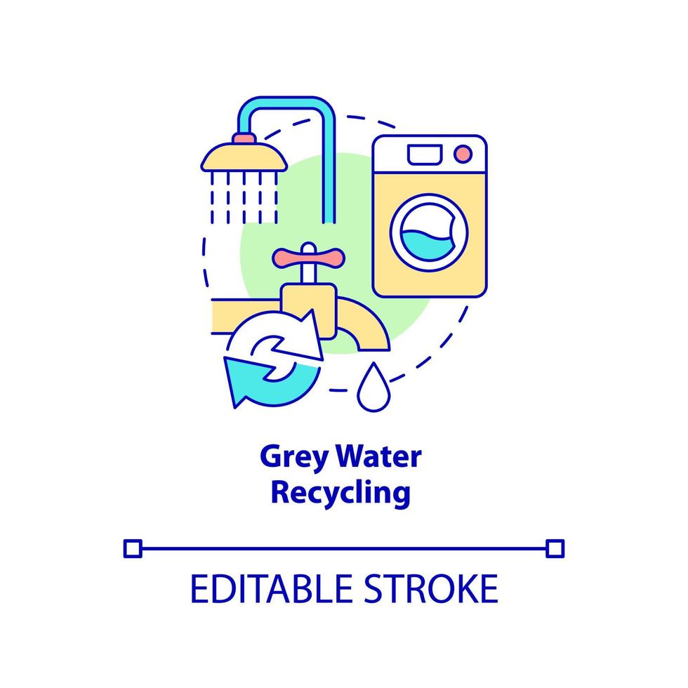 Grey water recycling concept icon. Protecting biodiversity in urban areas abstract idea thin line illustration. Isolated outline drawing. Editable stroke. vector