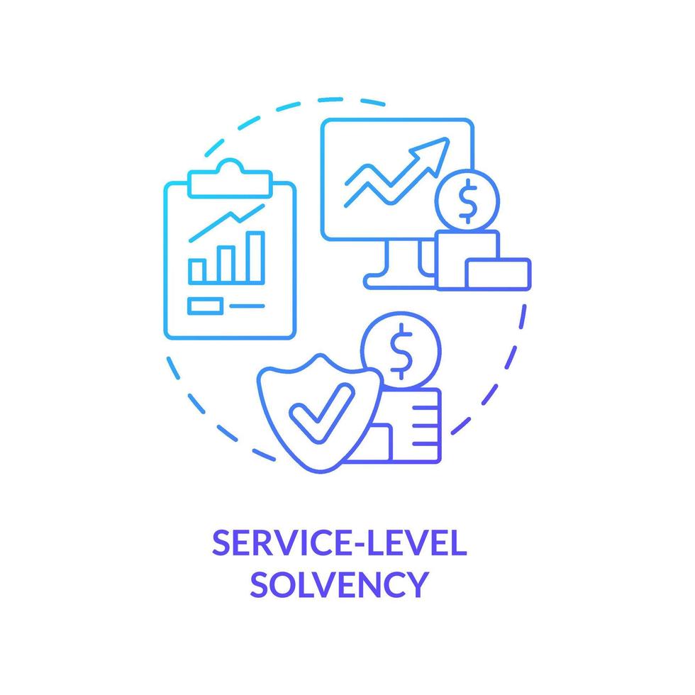 Service level solvency blue gradient concept icon. Cover service obligations. Budget balance abstract idea thin line illustration. Isolated outline drawing. vector