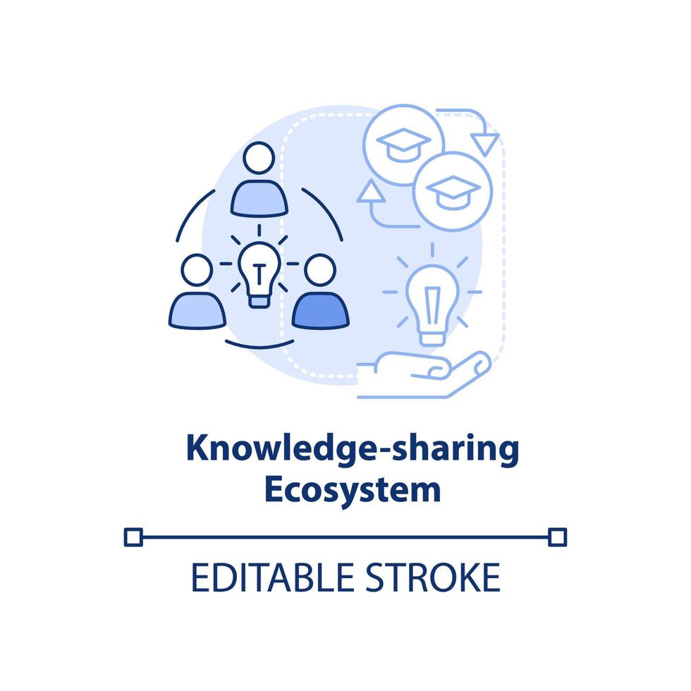 Knowledge-sharing ecosystem light blue concept icon. Trendy skill to learn abstract idea thin line illustration. Isolated outline drawing. Editable stroke. vector