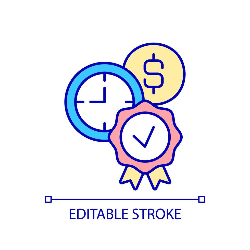 Measuring quality and income RGB color icon. Improving cost efficiencies. Earnings management. Isolated vector illustration. Simple filled line drawing. Editable stroke.