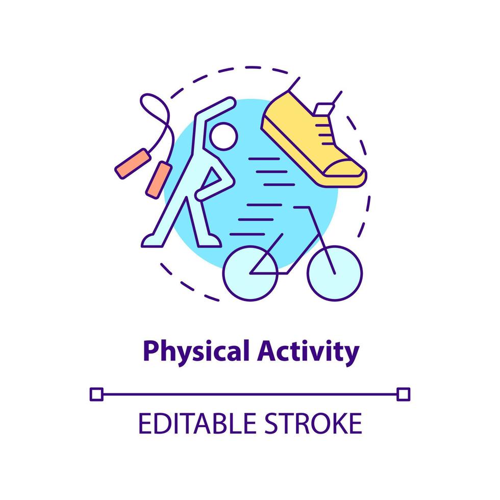 Physical activity concept icon. Reducing stress and anxiety. Treatment abstract idea thin line illustration. Isolated outline drawing. Editable stroke. vector