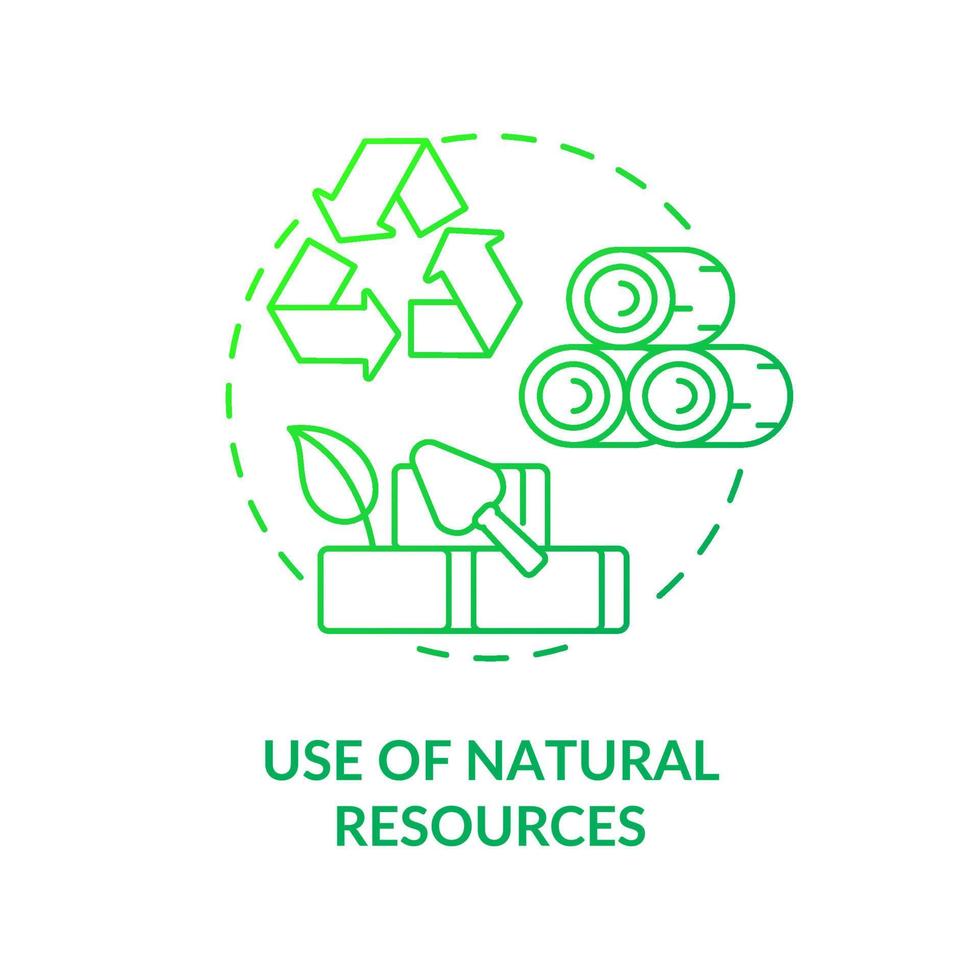 Use of natural resources green gradient concept icon. Eco-friendly architecture keystone abstract idea thin line illustration. Construction project. Isolated outline drawing. vector