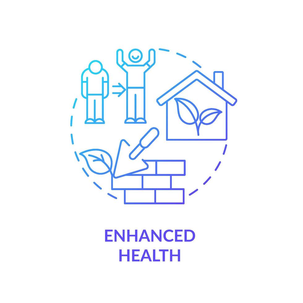 Enhanced health blue gradient concept icon. Benefit of sustainable architecture abstract idea thin line illustration. Healthy lifestyle. Isolated outline drawing. vector