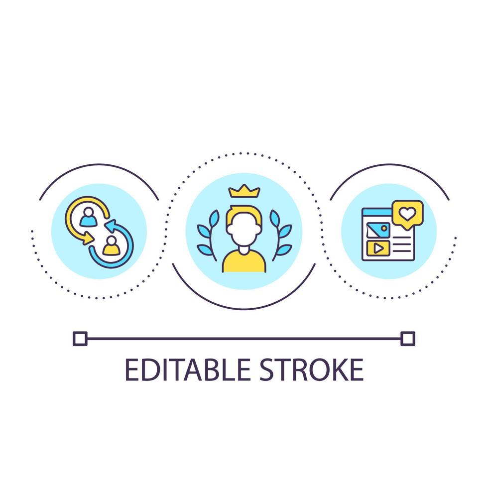 VIP status loop concept icon. Premium client. Personalised approach. Business strategy abstract idea thin line illustration. Isolated outline drawing. Editable stroke. vector
