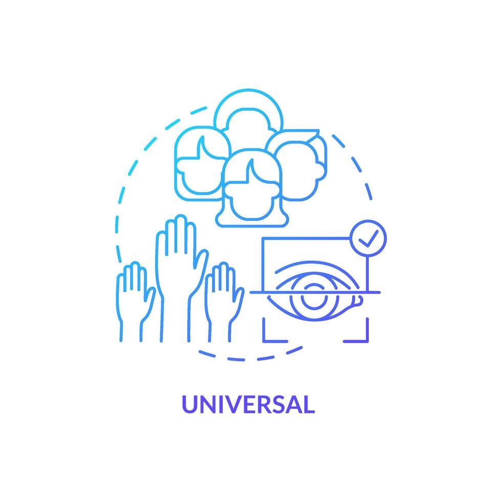 Universal blue gradient concept icon. Biometric data advantage abstract idea thin line illustration. Authentication schemes. Matching records. Isolated outline drawing. vector