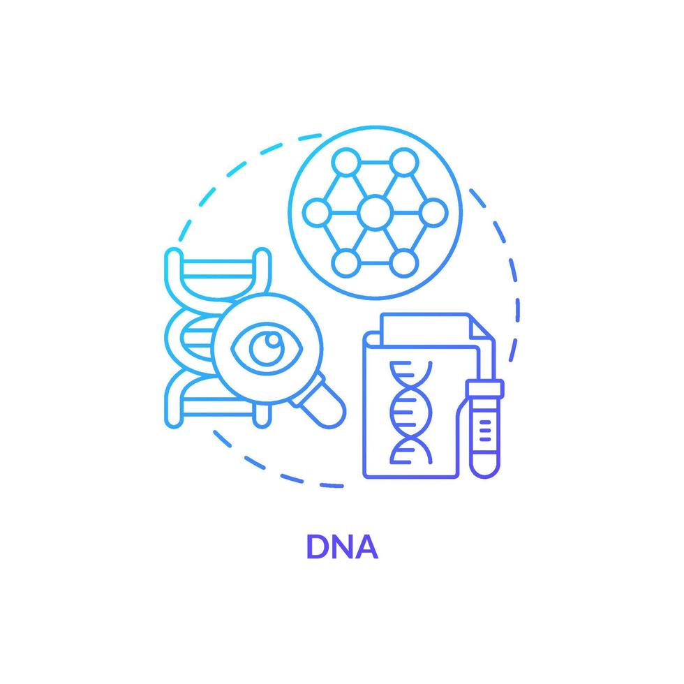 icono de concepto de gradiente azul de adn. tecnología de identificación biométrica idea abstracta ilustración de línea delgada. investigaciones forenses. registros de salud. dibujo de contorno aislado. vector