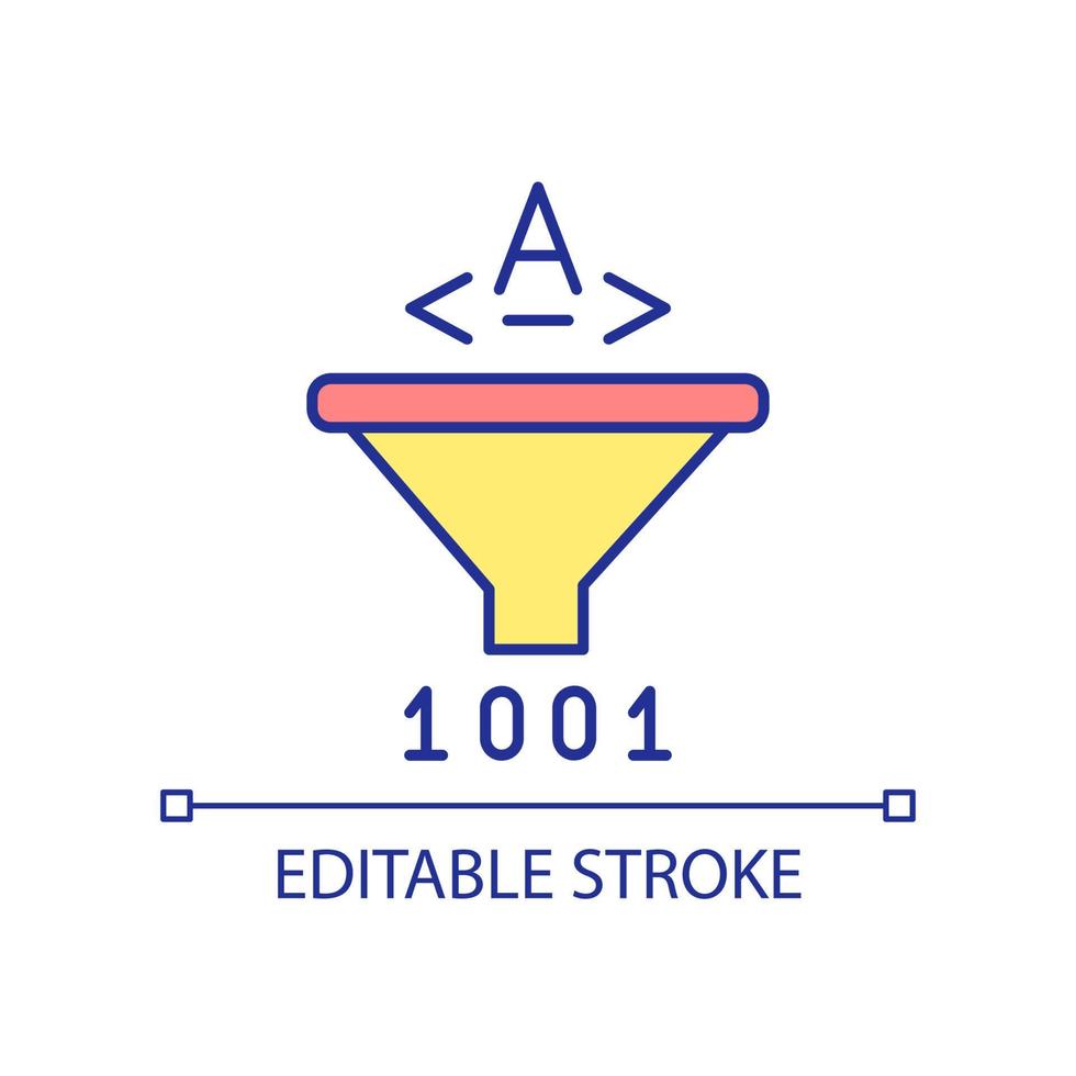 Data transformation RGB color icon. Information optimization and modification. Info input and output. Isolated vector illustration. Simple filled line drawing. Editable stroke.