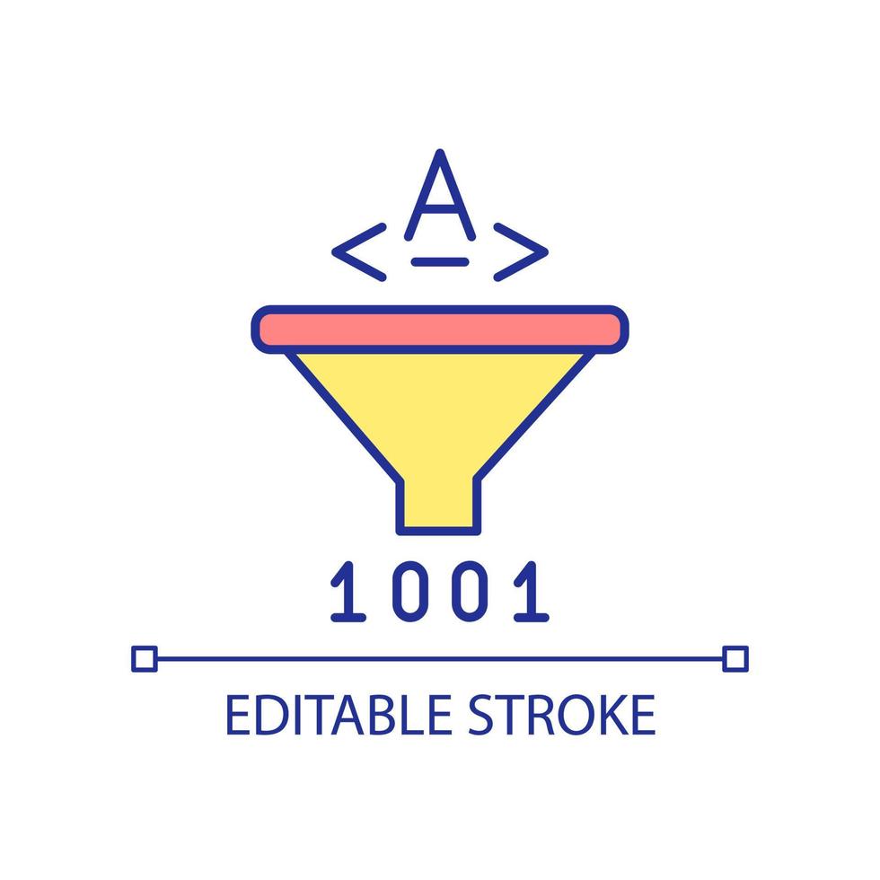 Data transformation RGB color icon. Information optimization and modification. Info input and output. Isolated vector illustration. Simple filled line drawing. Editable stroke.