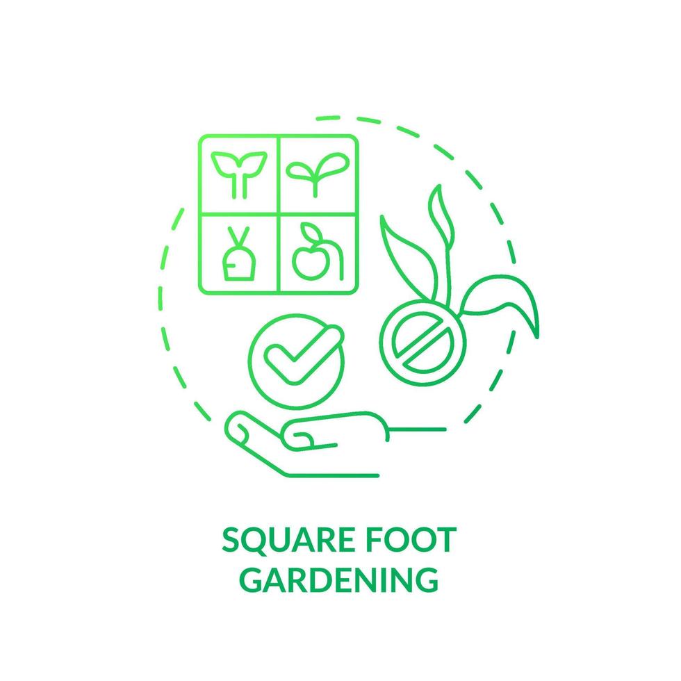 Square foot gardening green gradient concept icon. Divide into small parts. Gardening method abstract idea thin line illustration. Isolated outline drawing. vector