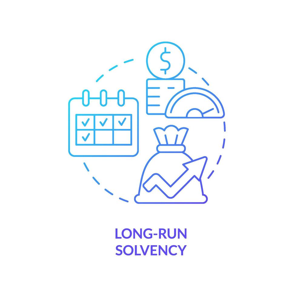 Long run solvency blue gradient concept icon. Assets and liabilities. Government budget balance abstract idea thin line illustration. Isolated outline drawing. vector