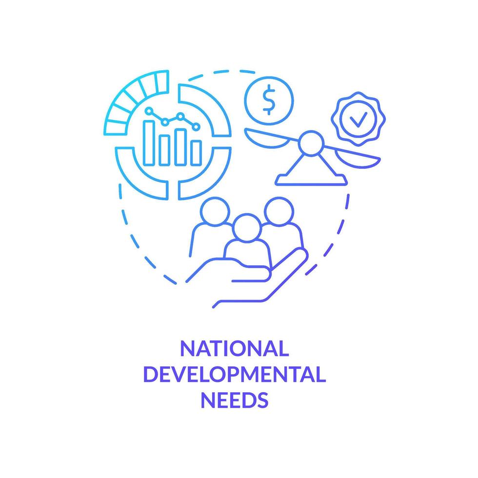 National developmental needs blue gradient concept icon. Principle of state budget planning abstract idea thin line illustration. Isolated outline drawing. vector