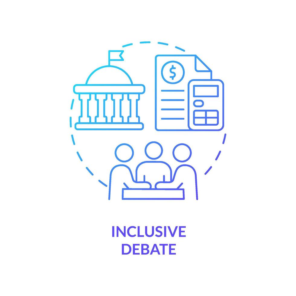 Inclusive debate blue gradient concept icon. Active discussion. Principle of budget planning abstract idea thin line illustration. Isolated outline drawing. vector