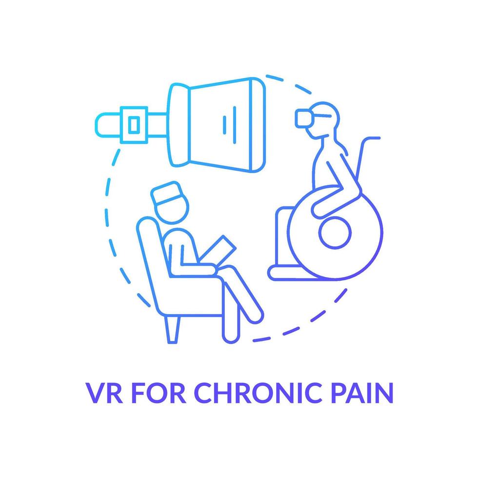 VR for chronic pain blue gradient concept icon. Therapeutic effect of cyberspace. Mental health trend abstract idea thin line illustration. Isolated outline drawing. vector