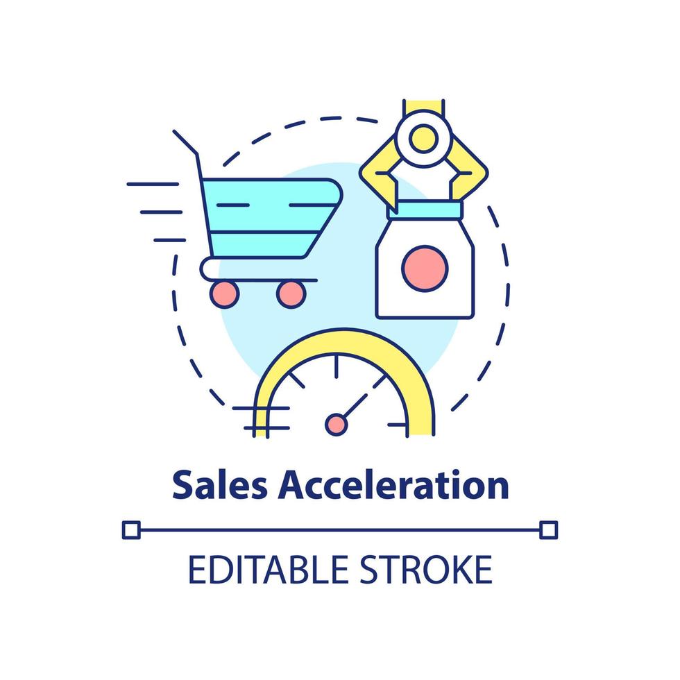 Sales acceleration concept icon. Selling tool abstract idea thin line illustration. Improving process effectiveness. Isolated outline drawing. Editable stroke. vector