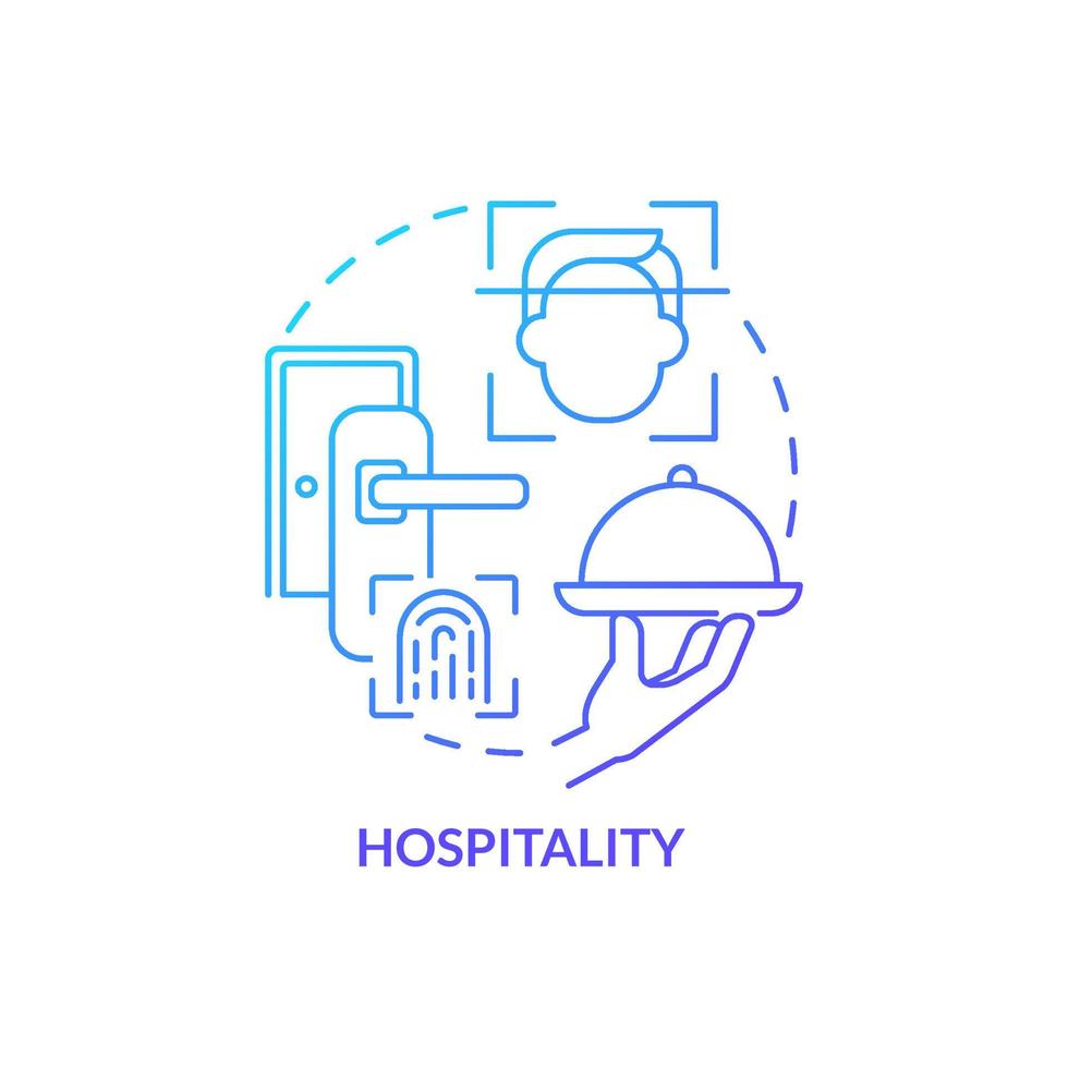 Hospitality blue gradient concept icon. Biometric technology usage abstract idea thin line illustration. Contactless technologies. Hotel industry. Isolated outline drawing. vector