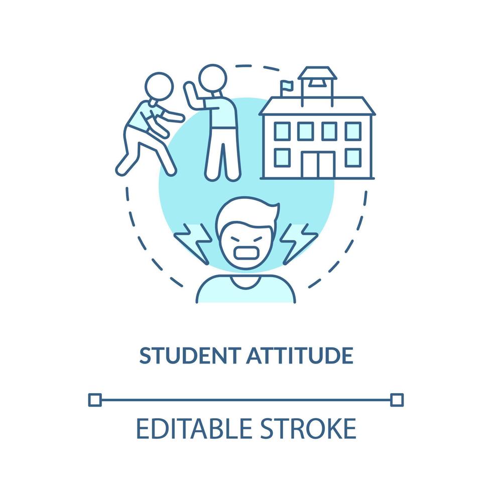 Student attitude turquoise concept icon. Poor pupils behavior. Problem in schools abstract idea thin line illustration. Isolated outline drawing. Editable stroke. vector