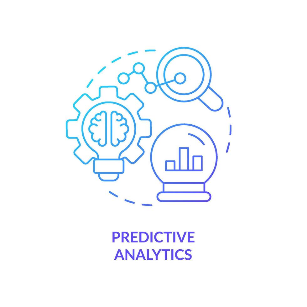 Predictive analytics blue gradient concept icon. Automated data analytics abstract idea thin line illustration. Predict future trends. Isolated outline drawing. vector