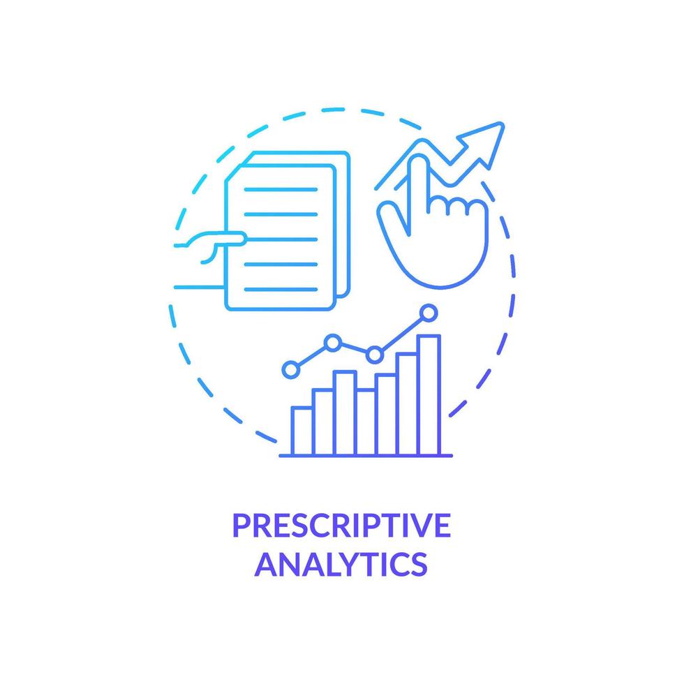 Prescriptive analytics blue gradient concept icon. Business data analysis type abstract idea thin line illustration. Marketing and sales. Isolated outline drawing. vector