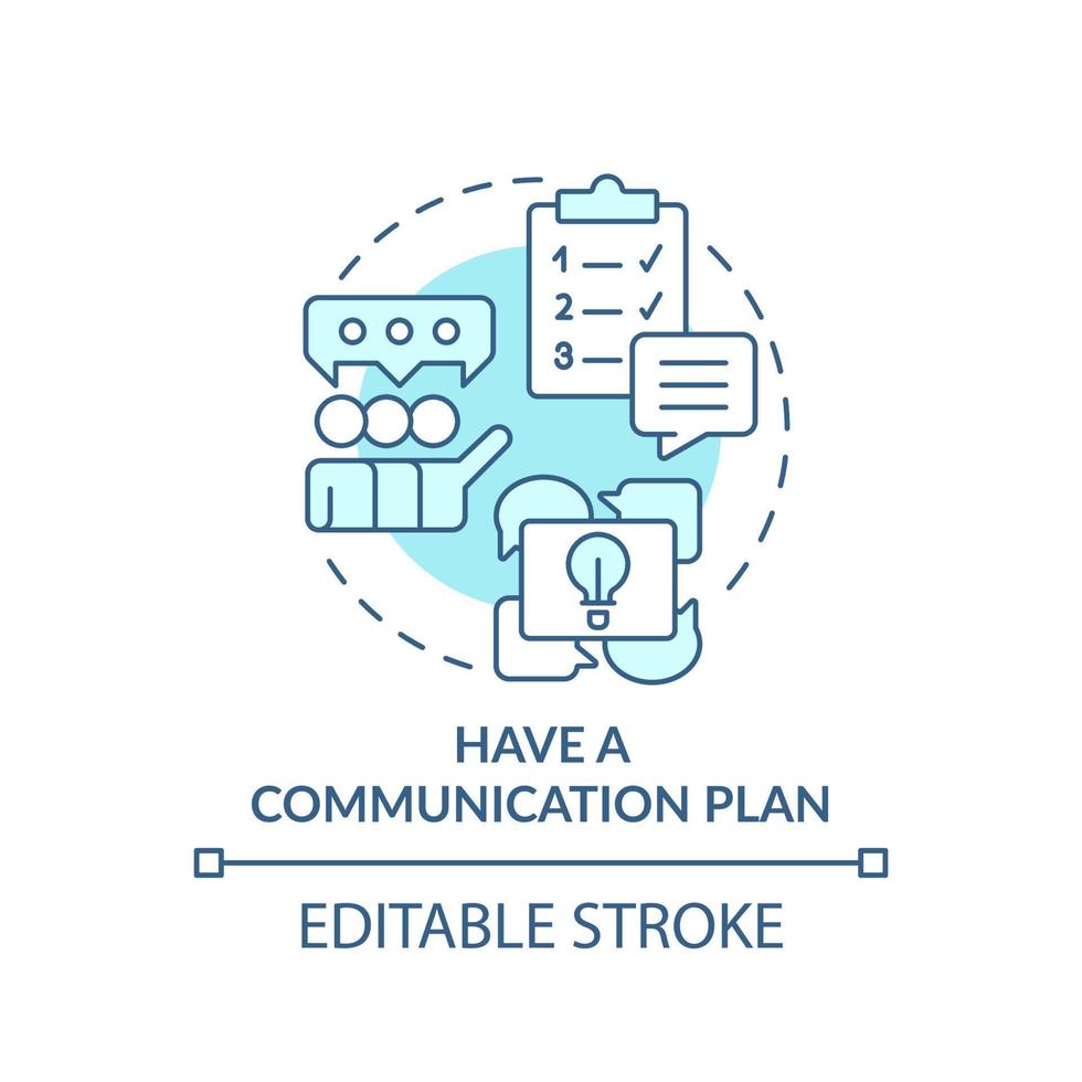 Have communication plan turquoise concept icon. Project communication management abstract idea thin line illustration. Isolated outline drawing. Editable stroke. vector