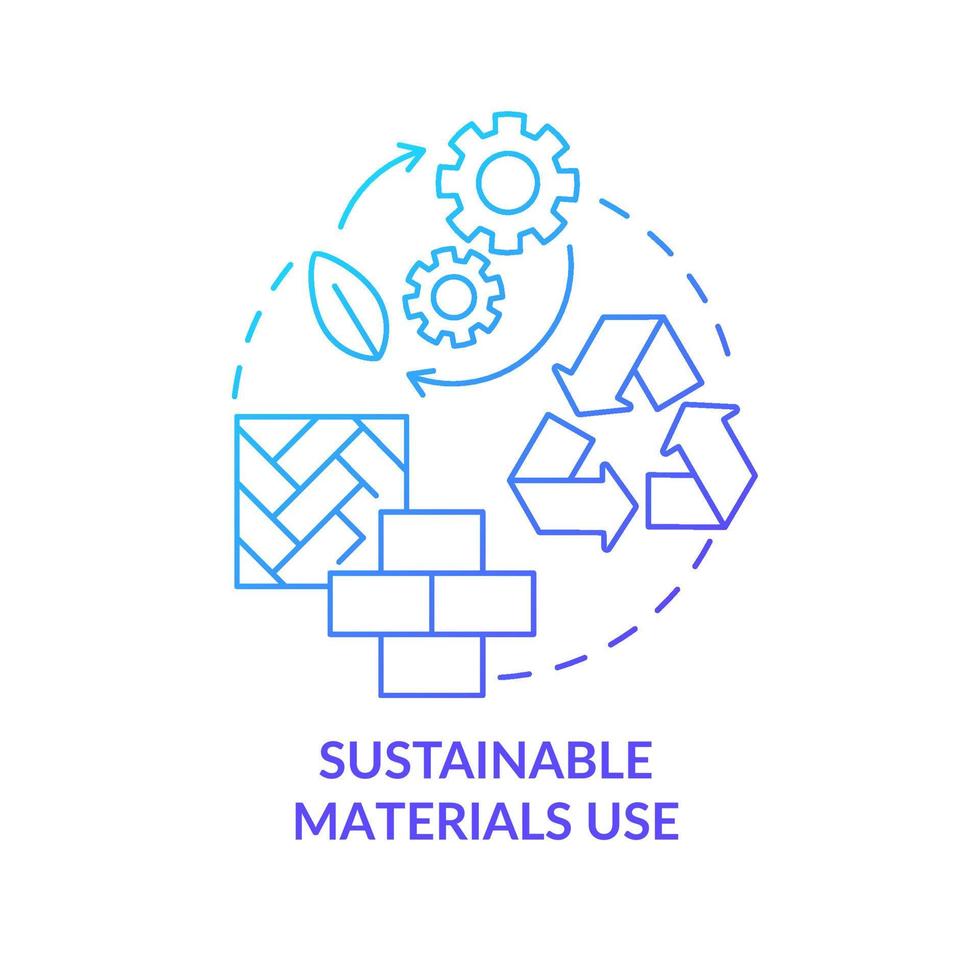 Sustainable materials use blue gradient concept icon. Strong point of green gradient architecture abstract idea thin line illustration. Isolated outline drawing. vector