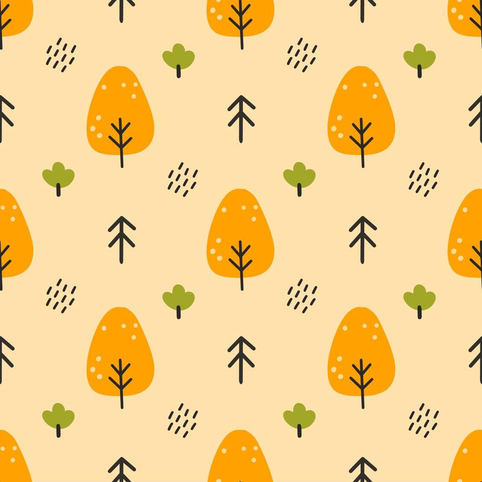 bosque de otoño. patrón sin costuras para coser ropa e imprimir en tela. árboles. abeto y abedul. ilustración vectorial vector