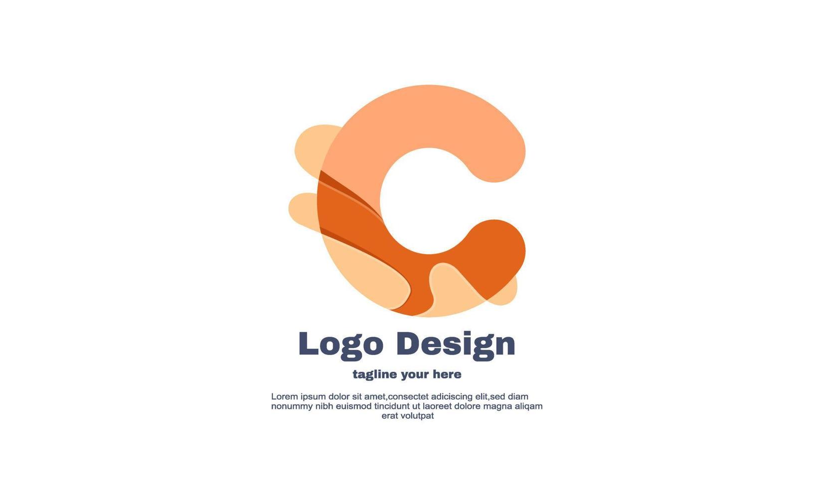 unique elegant orange C initial logo symbol design isolated on vector