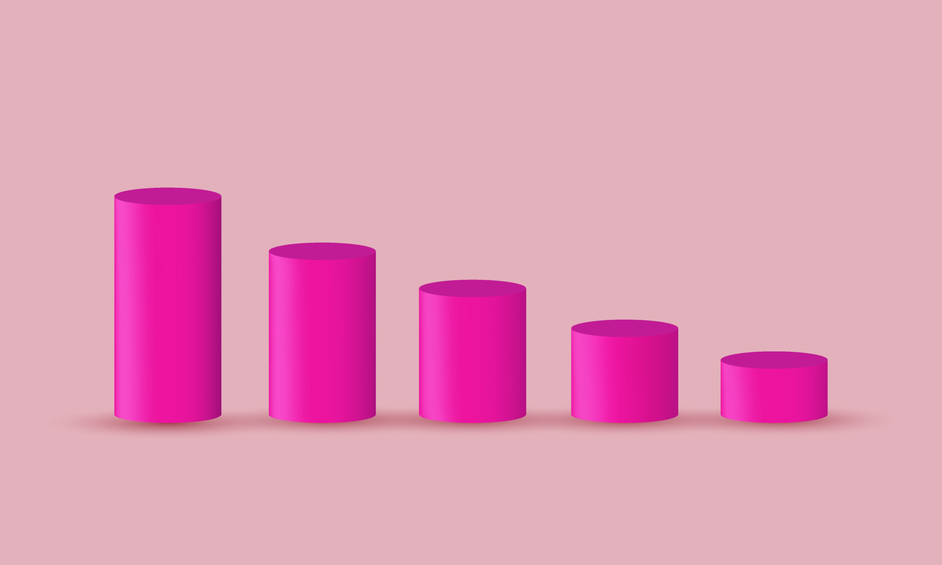 Unique Realistic Pink Cylinder Front View Levels 3d Concept Isolated On unique-realistic-pink-cylinder-front-view-levels-3d-concept-isolated-on