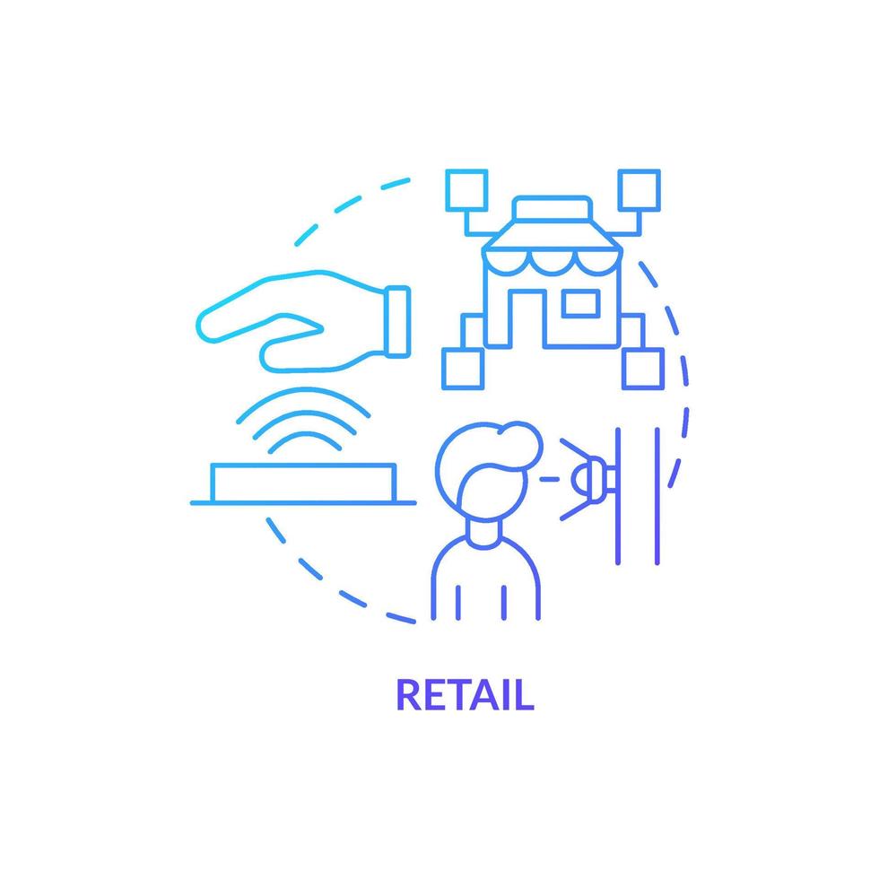 Retail blue gradient concept icon. Biometric technology application abstract idea thin line illustration. E-commerce. Security measures. Isolated outline drawing. vector