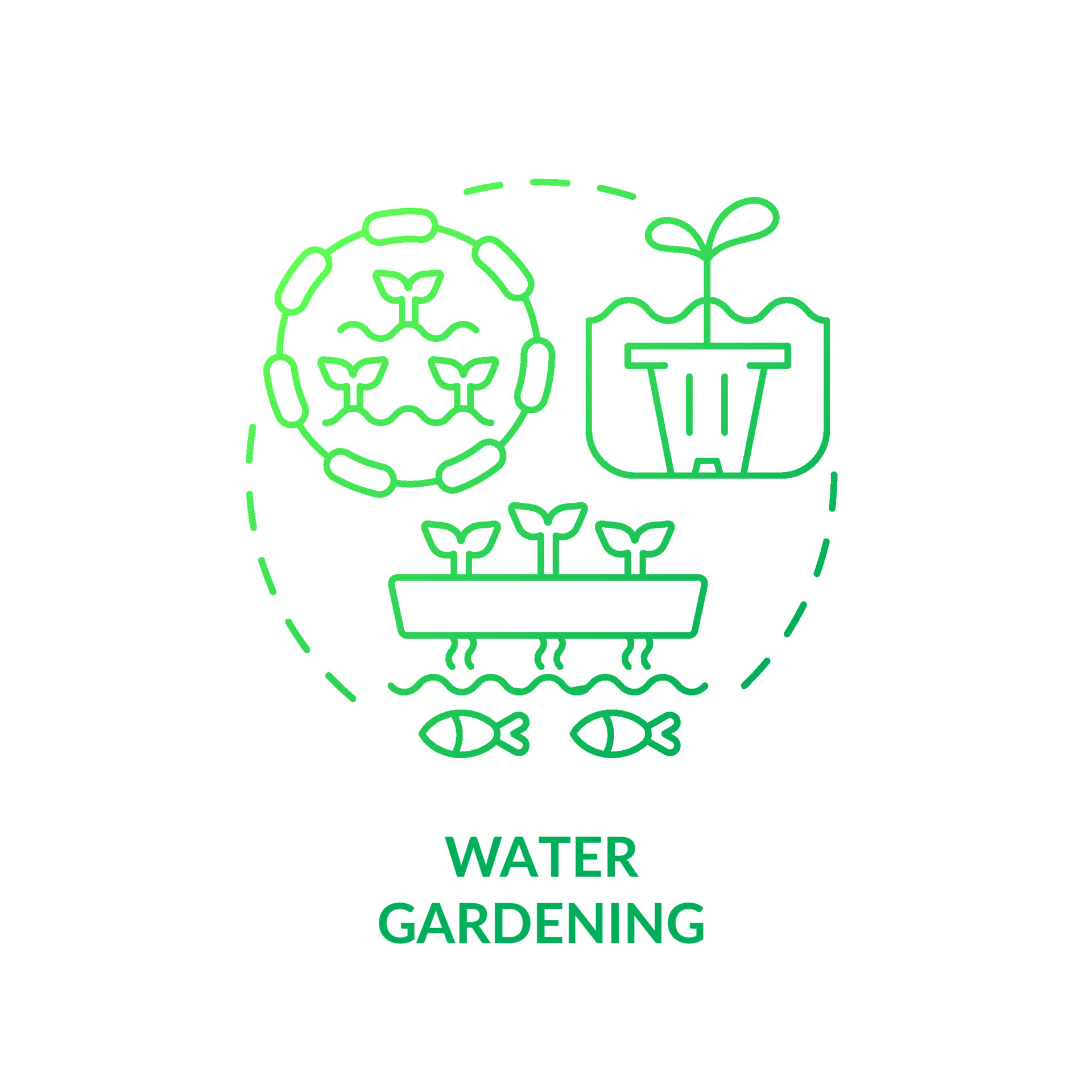 Water gardening green gradient concept icon. Aquatic garden. Pond