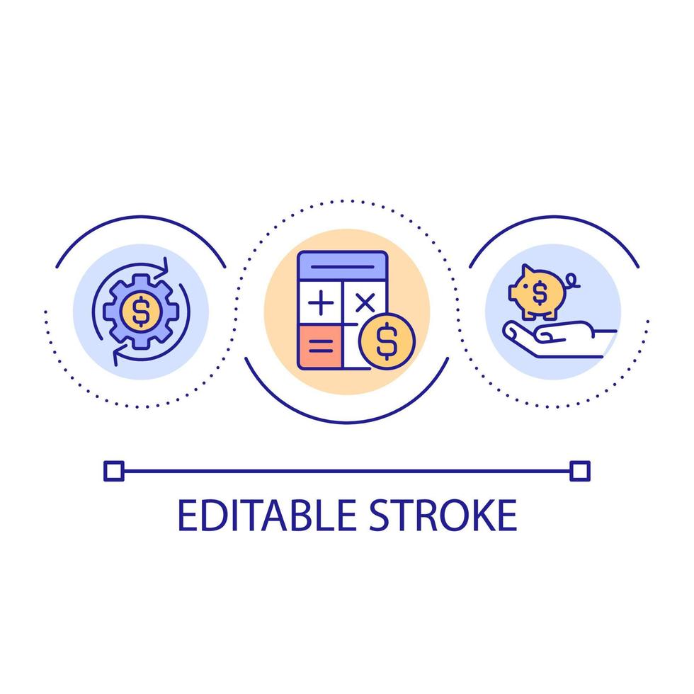 Budget planning loop concept icon. Saving money abstract idea thin line illustration. Calculating monthly expenses. Financial management. Isolated outline drawing. Editable stroke. vector