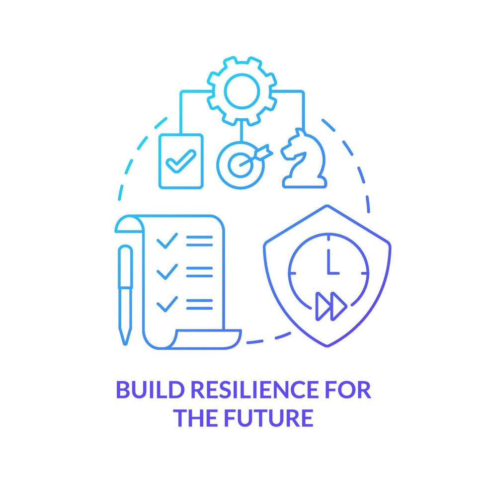 Build resilience for future blue gradient concept icon. Supply chain. Immediate attention area abstract idea thin line illustration. Isolated outline drawing. vector