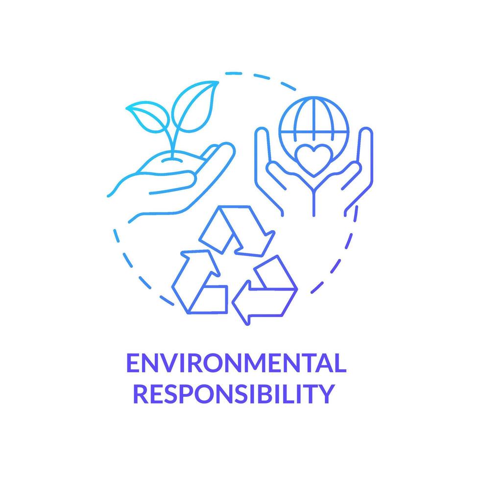 icono de concepto de gradiente azul de responsabilidad ambiental. tipo de csr idea abstracta ilustración de línea delgada. integrando la sustentabilidad. dibujo de contorno aislado. vector