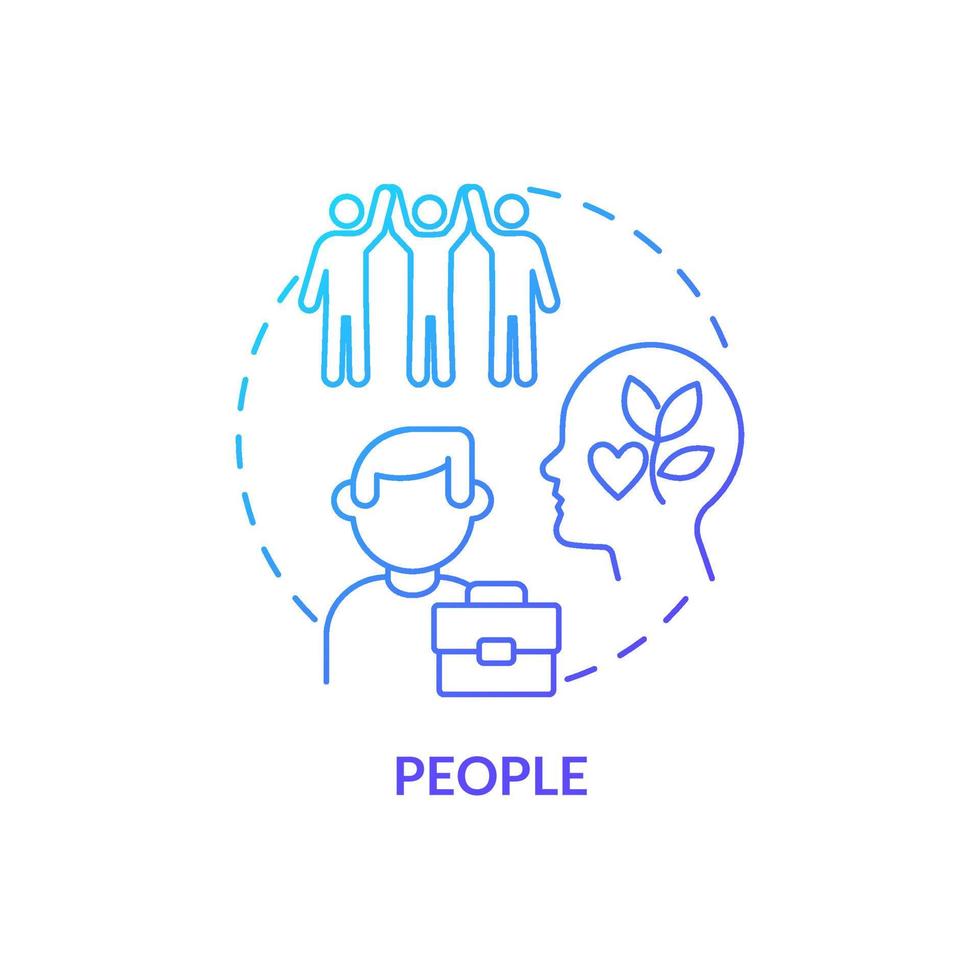 People blue gradient concept icon. Factor influencing organizational culture abstract idea thin line illustration. Workforce welfare. Isolated outline drawing. vector